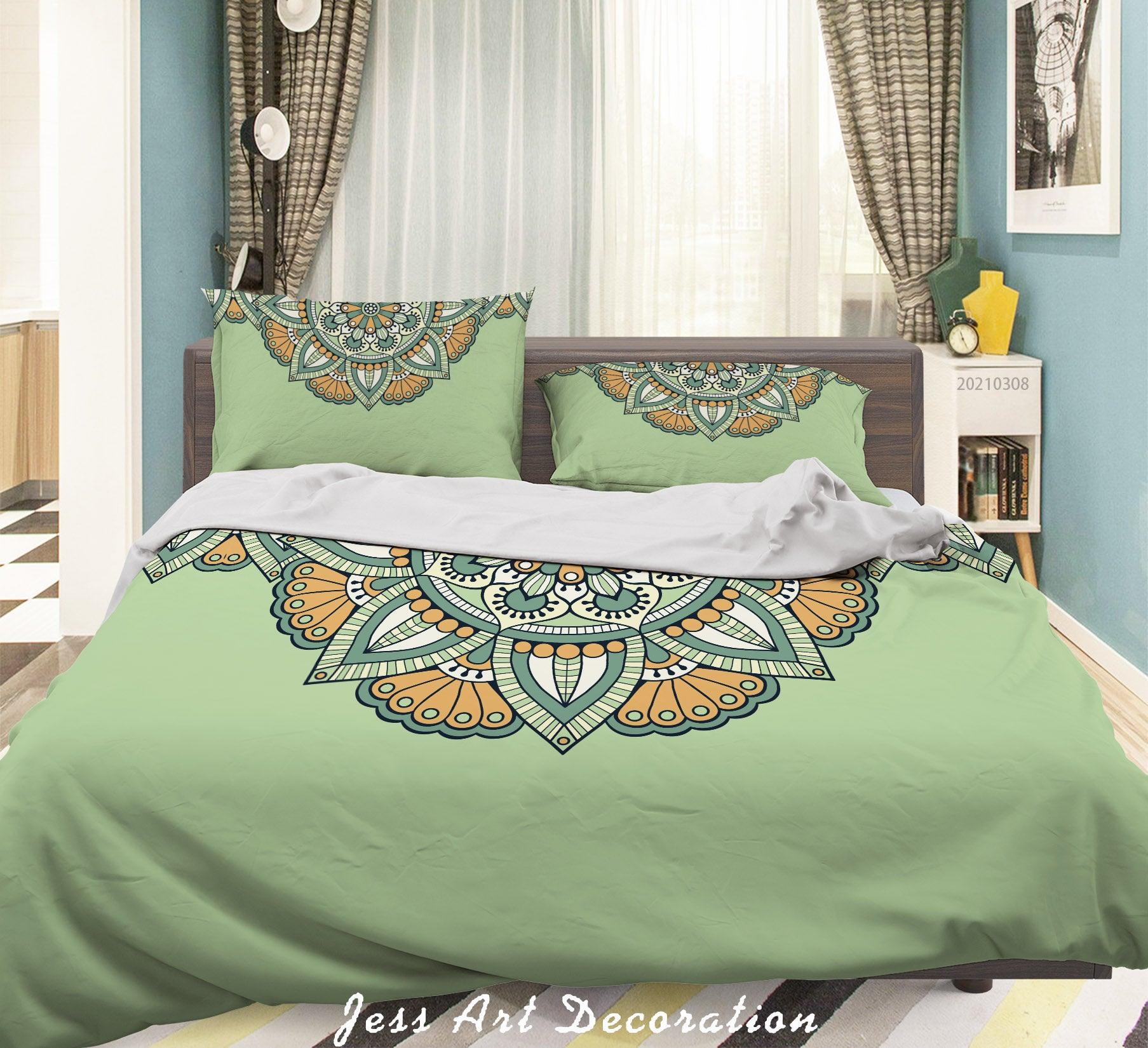 3D Abstract Green Floral Quilt Cover Set Bedding Set Duvet Cover Pillowcases 305- Jess Art Decoration