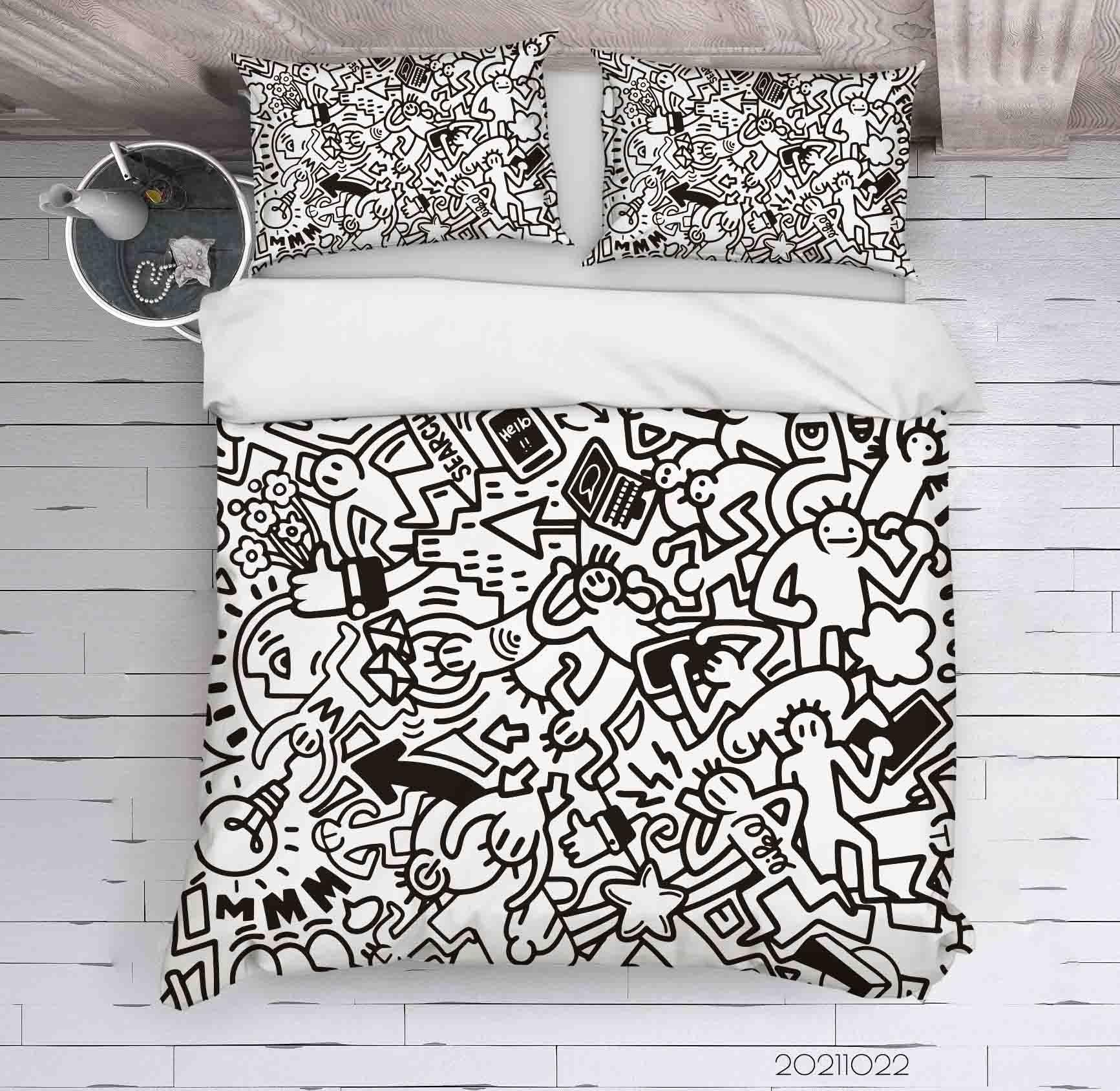 3D Abstract Illustration Art Doodle Quilt Cover Set Bedding Set Duvet Cover Pillowcases 96- Jess Art Decoration
