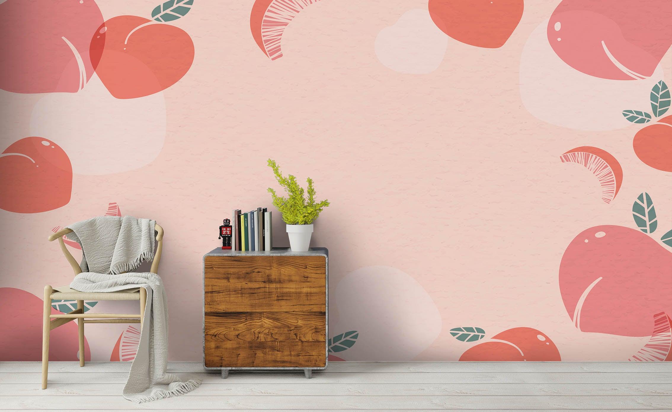 3D Pink Fruit Peach Wall Mural Wallpaper 95 LQH- Jess Art Decoration
