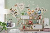 3D Cartoon Animal World Map Wall Mural Wallpaper sww 18- Jess Art Decoration