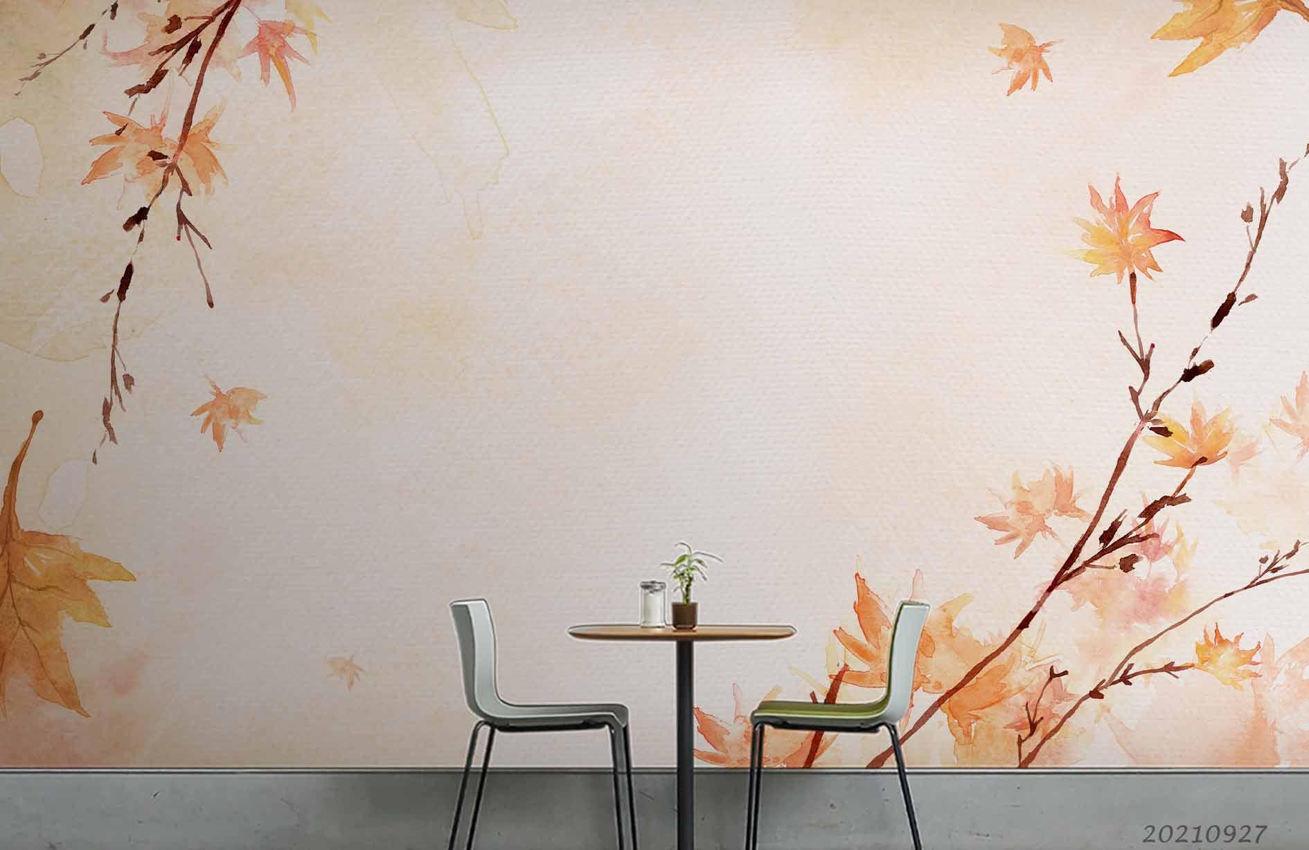 3D Autumn Maple Leaf Wall Mural Wallpaper LQH 226- Jess Art Decoration
