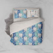 3D Blue Cat Kitty Stripes Quilt Cover Set Bedding Set Pillowcases 32- Jess Art Decoration