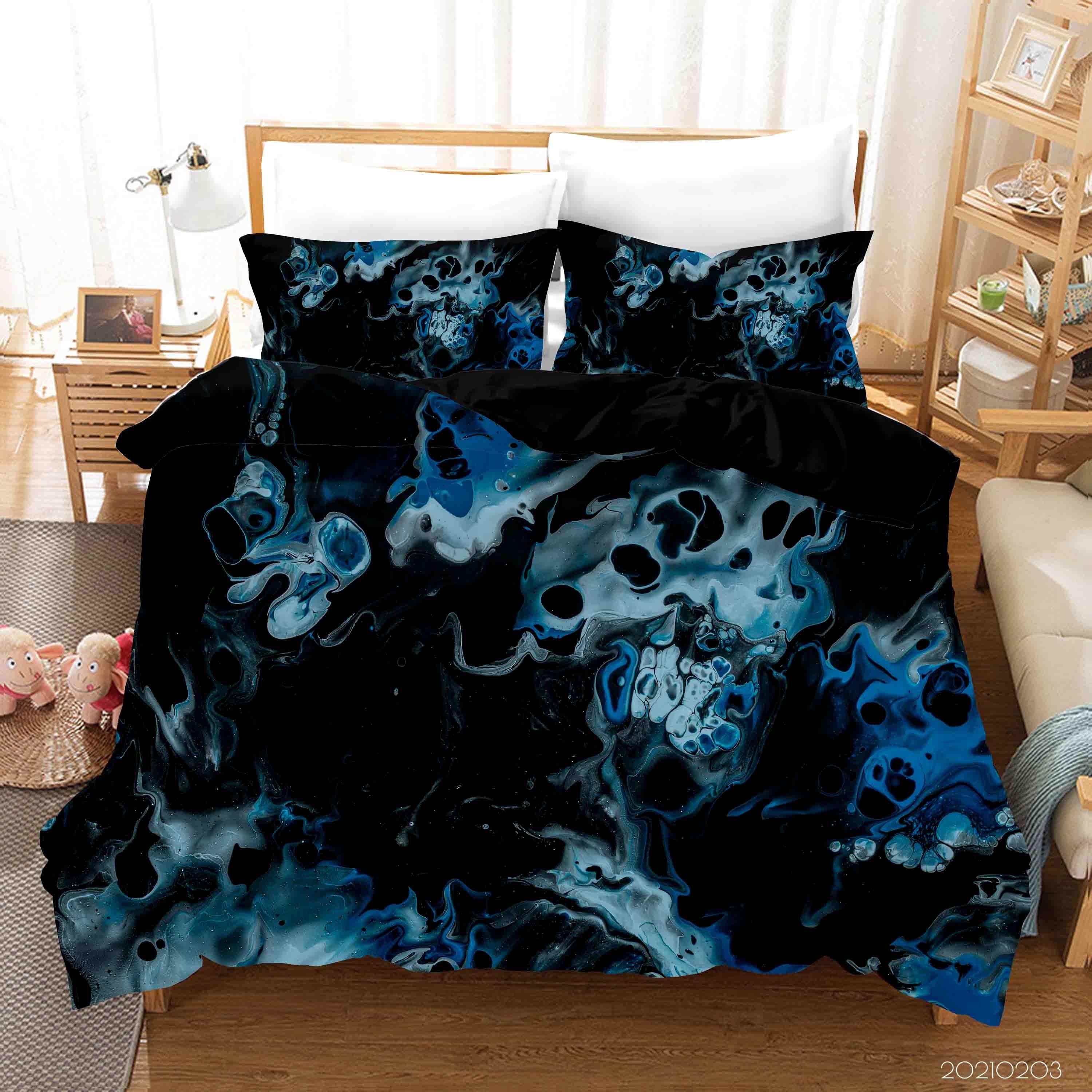 3D Abstract Blue Marble Texture Quilt Cover Set Bedding Set Duvet Cover Pillowcases 32- Jess Art Decoration