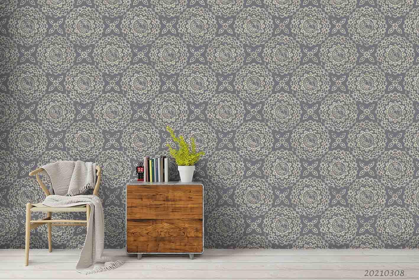 3D Hand Drawn Grey Floral Wall Mural Wallpaper LQH 85- Jess Art Decoration