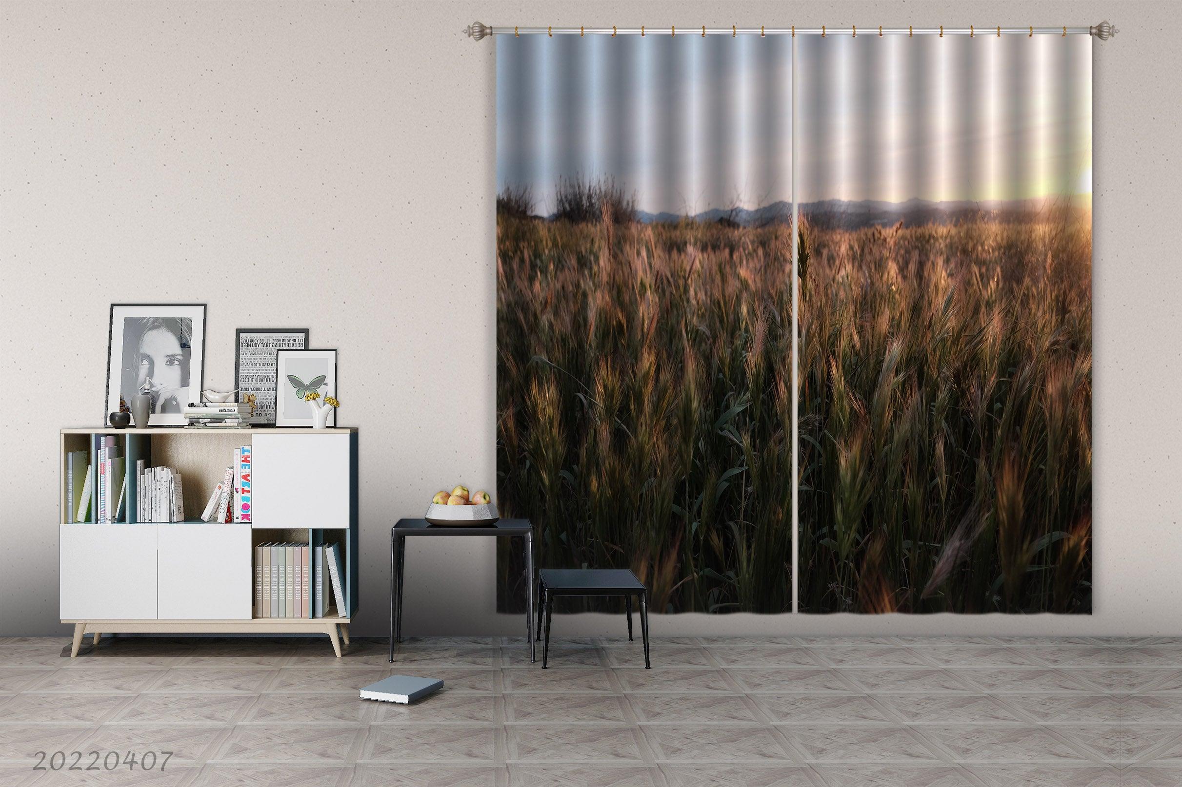 3D Landscape Nature Wheat Field Plant Sky Curtains and Drapes GD 3533- Jess Art Decoration