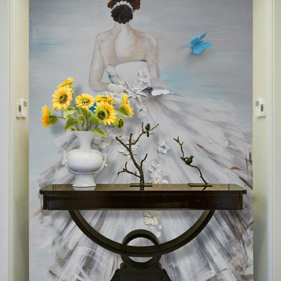 3D Freehand Wedding Girl Butterfly Wall Murals 248- Jess Art Decoration