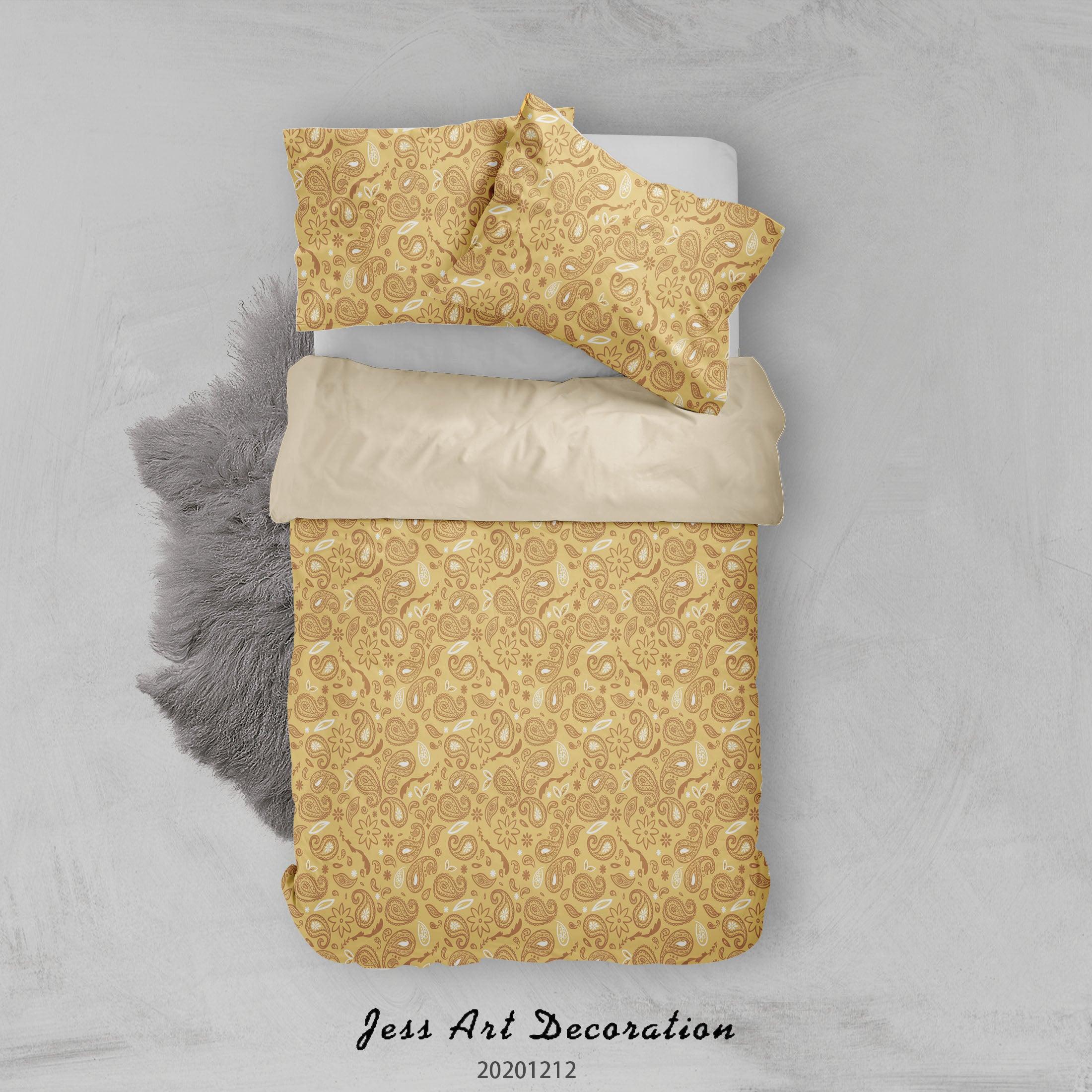3D Vivid Yellow Bandana Paisley Pattern Background Quilt Cover Set Bedding Set Duvet Cover Pillowcases LXL- Jess Art Decoration