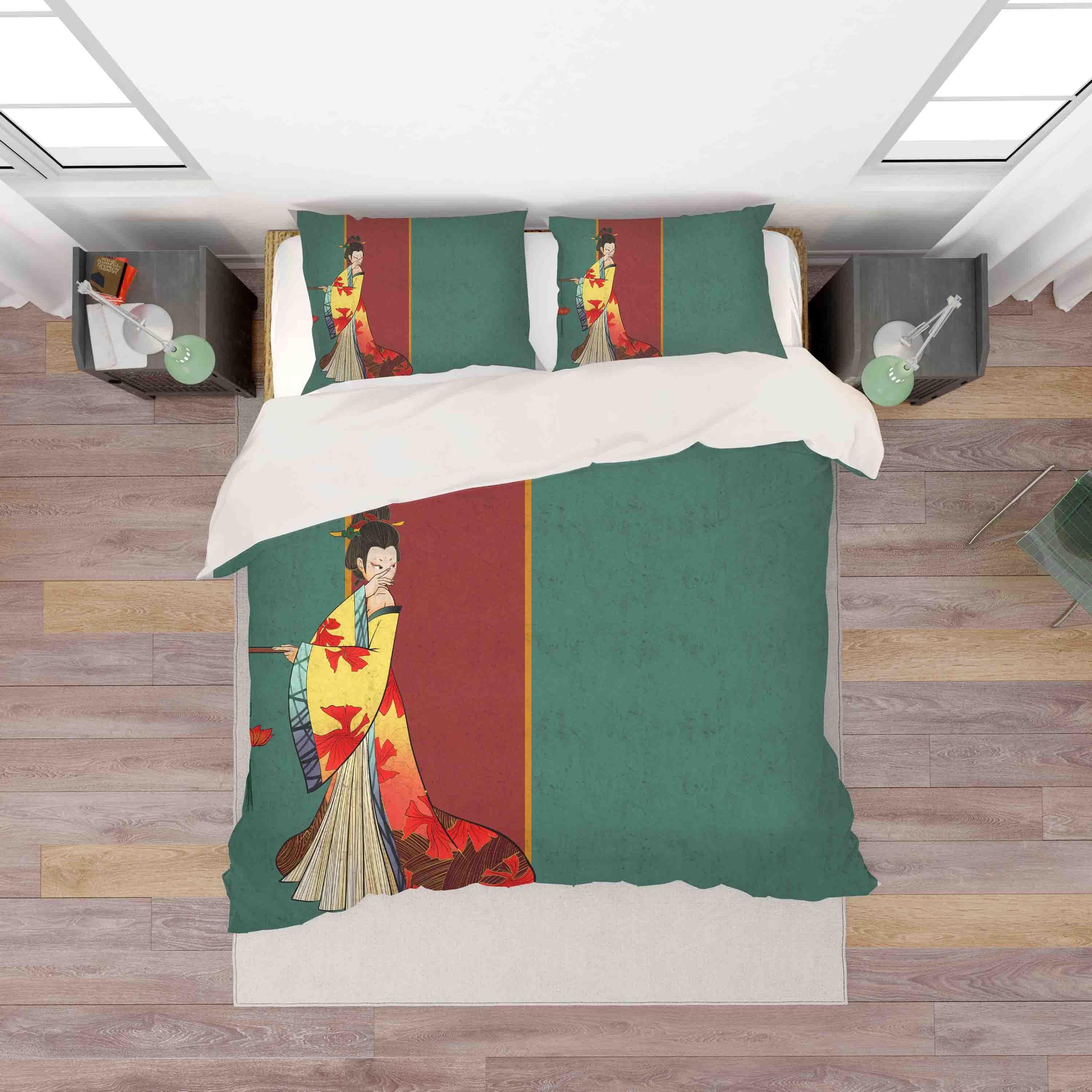 3D Retro Kimono Woman Quilt Cover Set Bedding Set Pillowcases 59- Jess Art Decoration