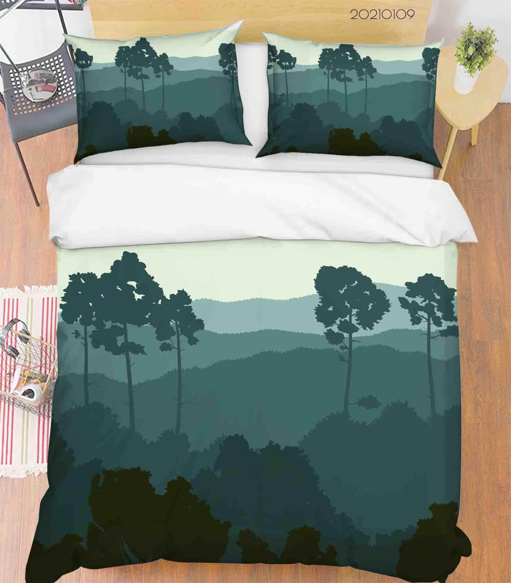 3D Cartoon Green Forest Quilt Cover Set Bedding Set Duvet Cover Pillowcases 33 LQH- Jess Art Decoration