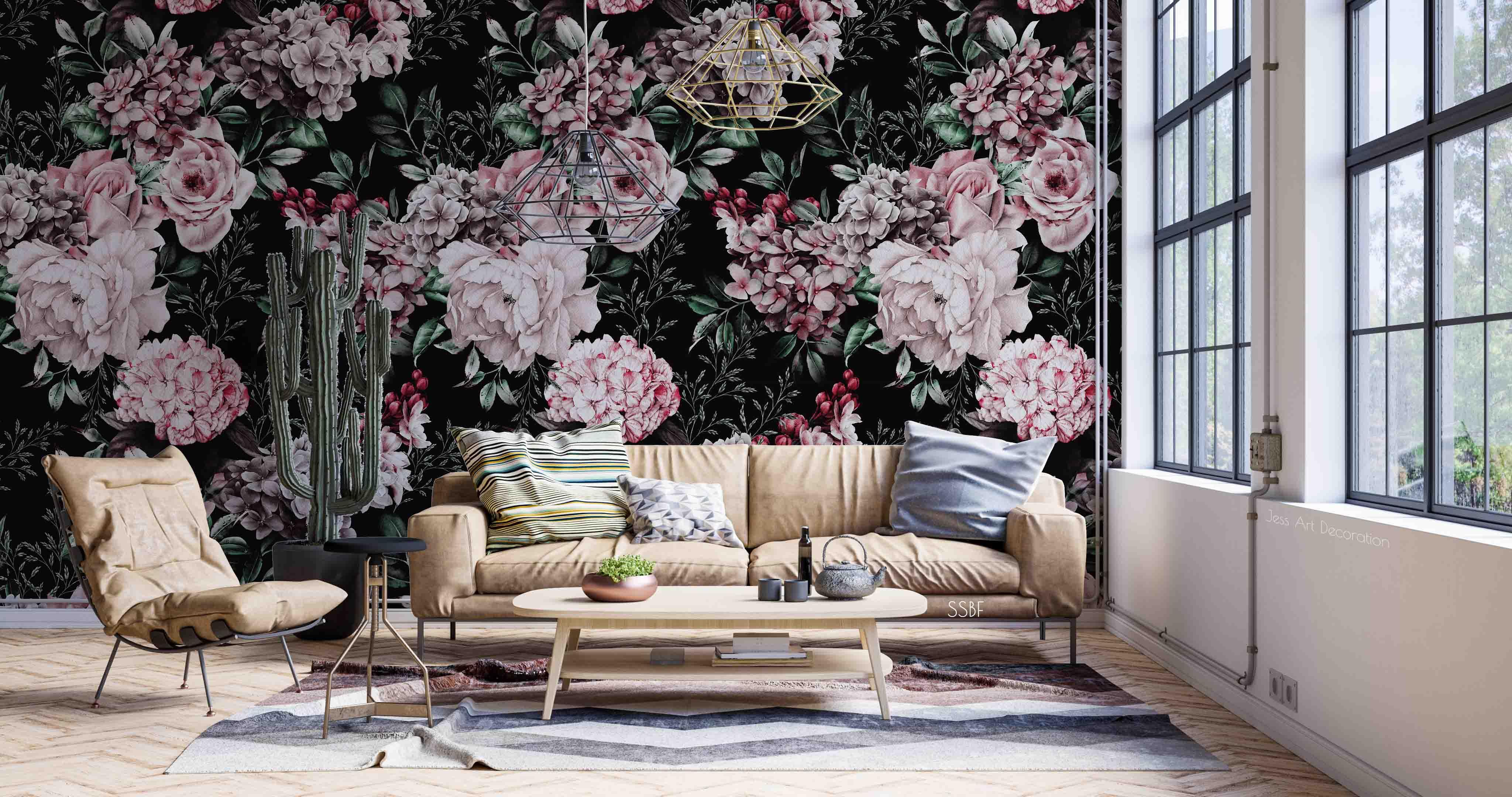 3D Vintage Blooming Pink Flowers Pattern Wall Mural Wallpaper GD 3543- Jess Art Decoration