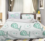 3D Green Whale Shark Quilt Cover Set Bedding Set Pillowcases 31- Jess Art Decoration
