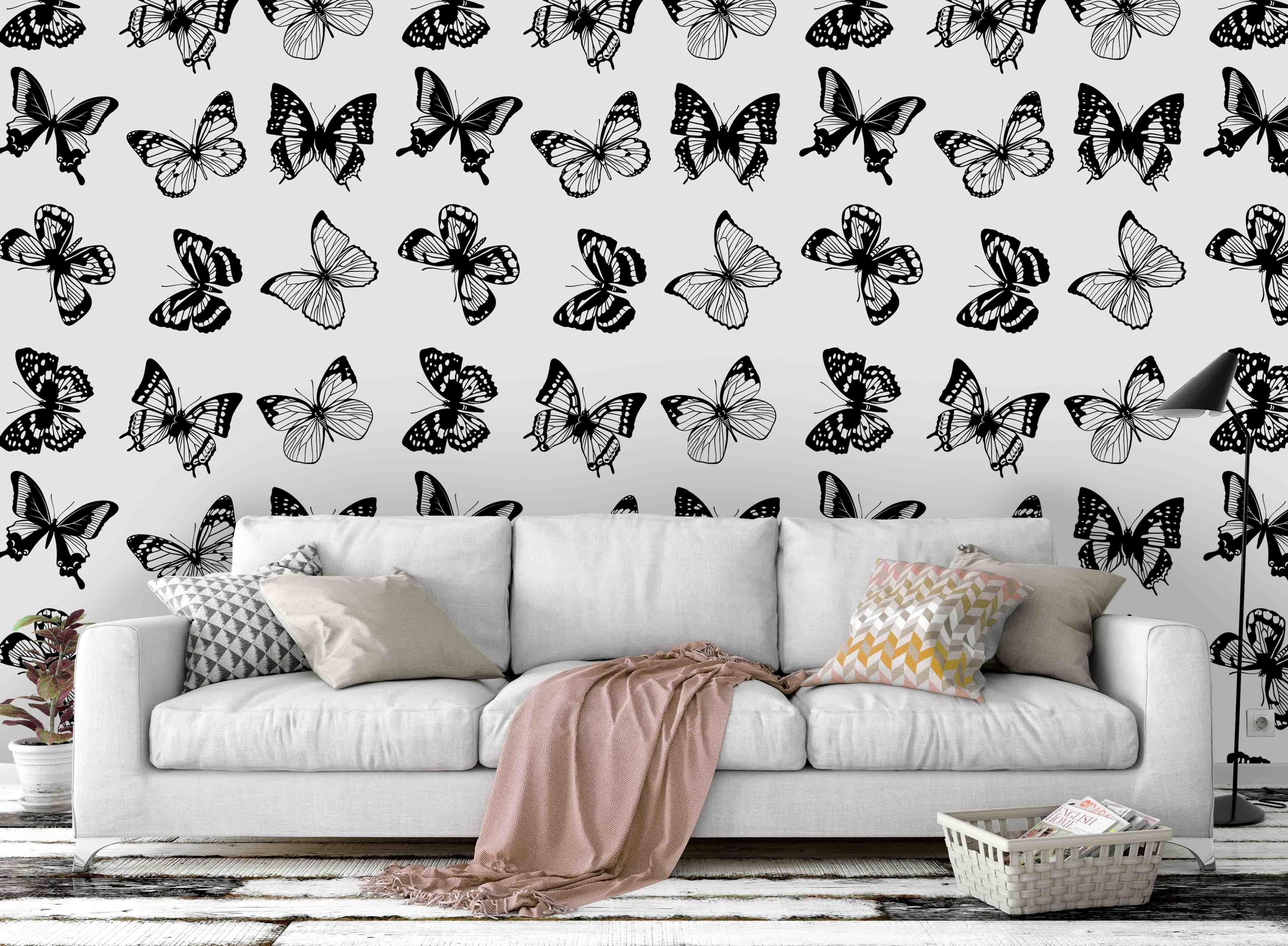 3D black white butterfly pattern wall mural wallpaper 69- Jess Art Decoration