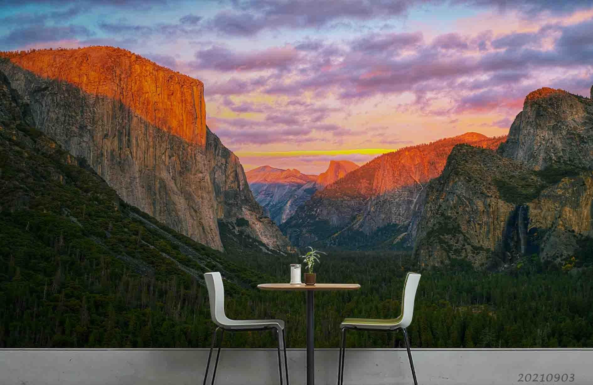 3D Sunset Sky Cloud Mountain Wall Mural Wallpaper LQH 98- Jess Art Decoration