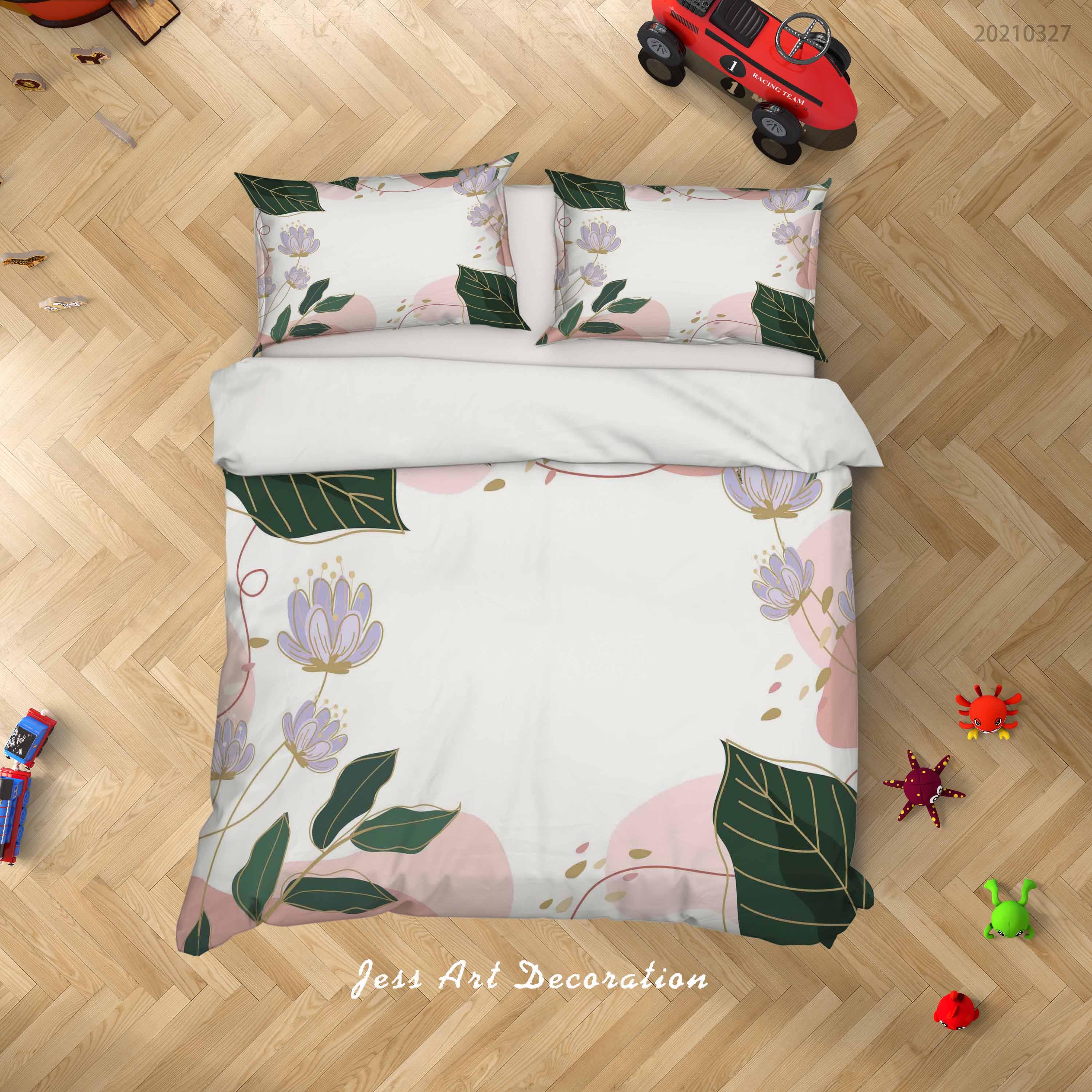 3D Watercolor Floral Leaves Quilt Cover Set Bedding Set Duvet Cover Pillowcases 39- Jess Art Decoration