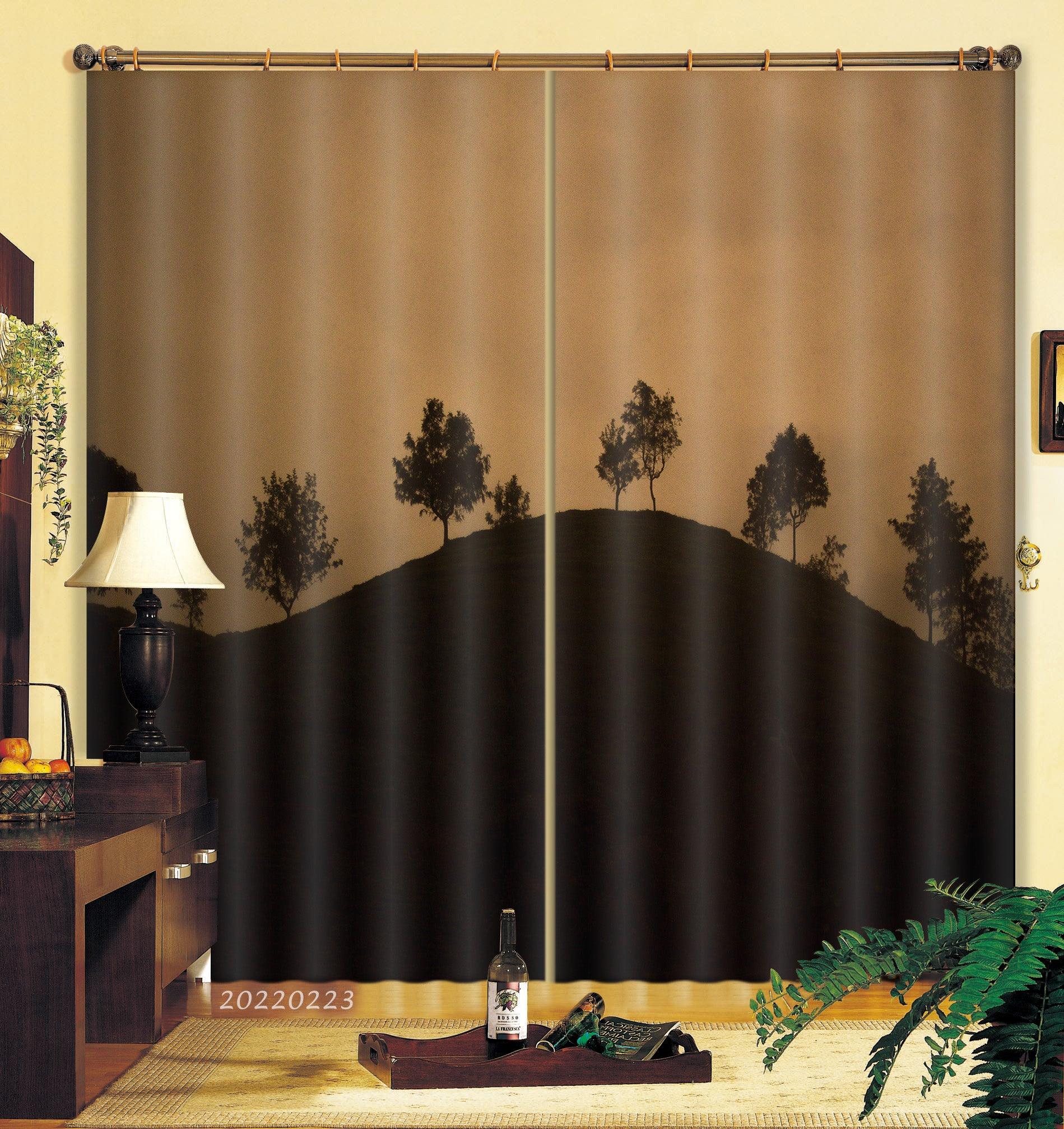 3D Black Hills Trees Dusk Scenery Curtains and Drapes GD 2391- Jess Art Decoration