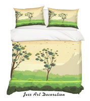 3D Landscape Mountains Grassland Plants Trees Bird Quilt Cover Set Bedding Set Pillowcases 33- Jess Art Decoration