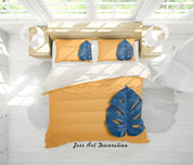 3D Blue Palm Leaves Quilt Cover Set Bedding Set Pillowcases 44- Jess Art Decoration