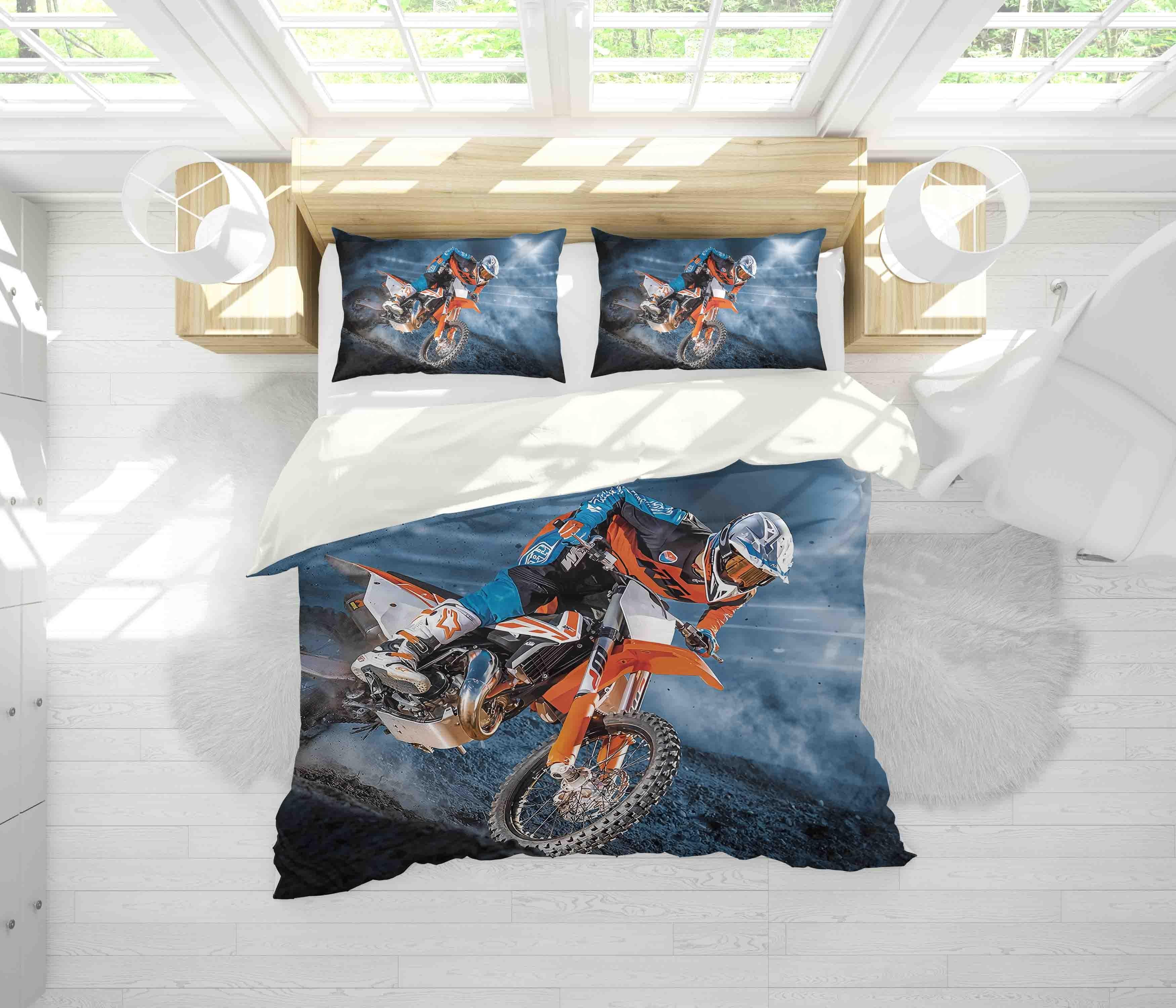 3D Off-road Motorcycle Quilt Cover Set Bedding Set Duvet Cover Pillowcases JN 1195- Jess Art Decoration