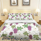 3D Purple Grape Leaves Quilt Cover Set Bedding Set Pillowcases 2- Jess Art Decoration