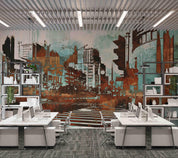 3D Abstract City Architecture Street Landscape Painting Wall Mural Wallpaper GD 4160- Jess Art Decoration