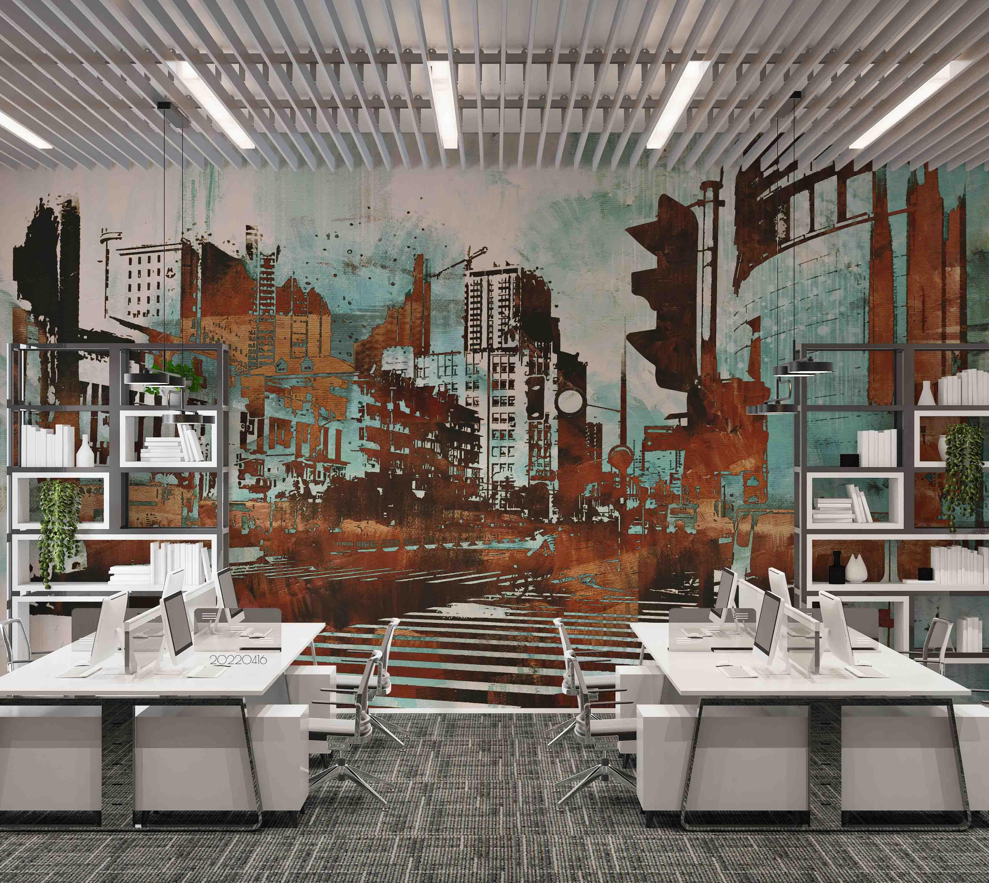 3D Abstract City Architecture Street Landscape Painting Wall Mural Wallpaper GD 4160- Jess Art Decoration