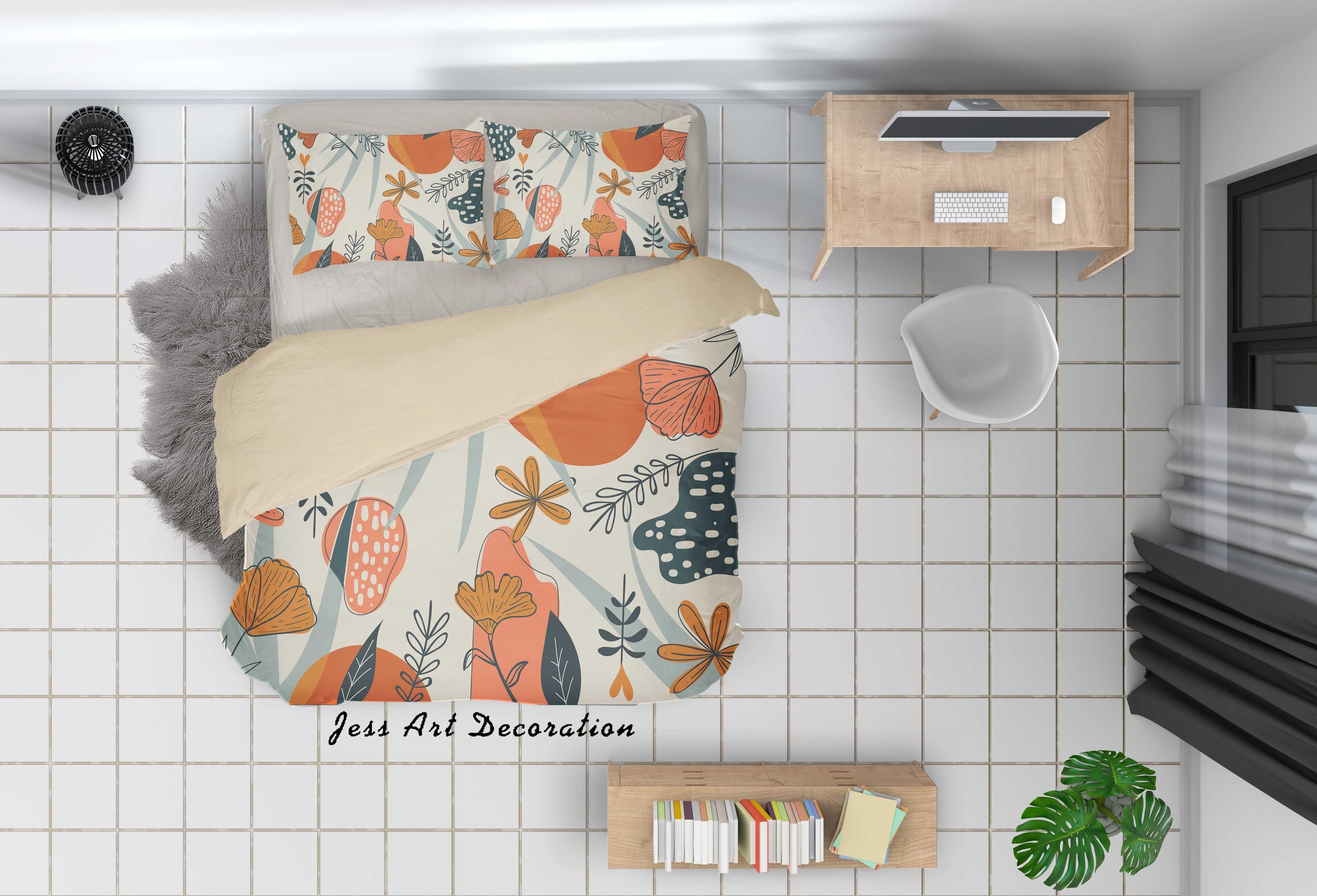 3D Abstract Leaf Floral Quilt Cover Set Bedding Set Duvet Cover Pillowcases A058 LQH- Jess Art Decoration
