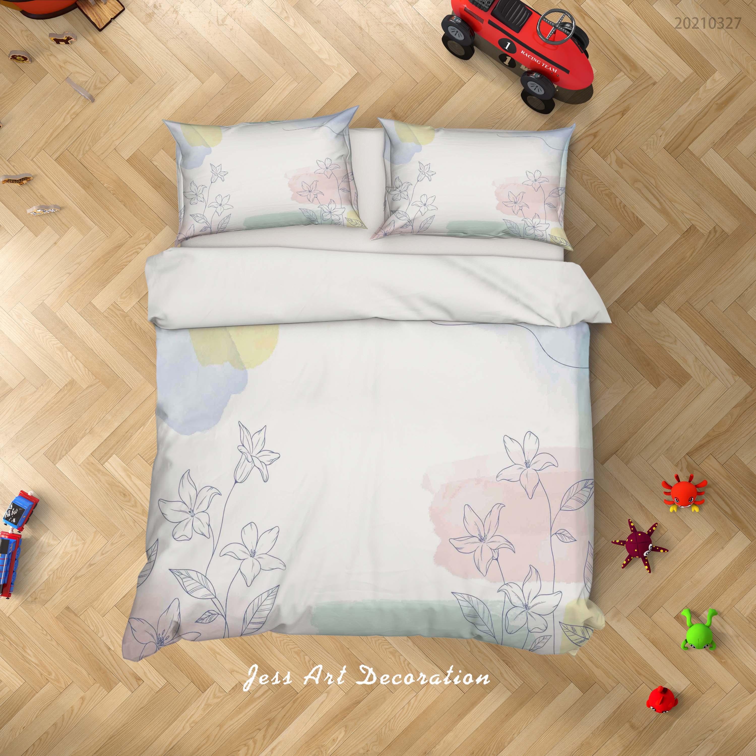 3D Watercolor Floral Butterfly Quilt Cover Set Bedding Set Duvet Cover Pillowcases 43- Jess Art Decoration
