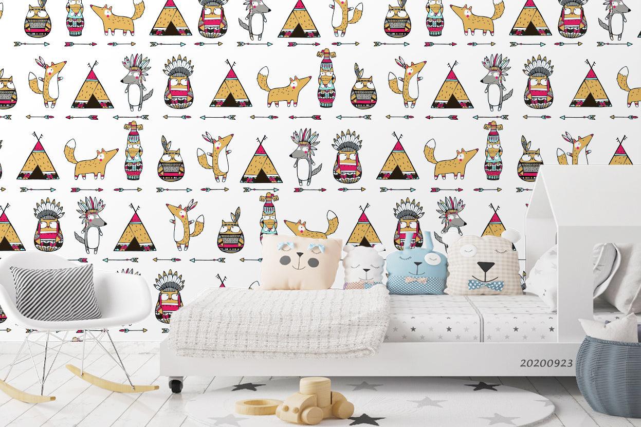 Cartoon Indigenous Fox Dog Animal Wall Mural Wallpaper LXL- Jess Art Decoration