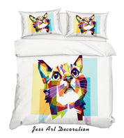 3D White Cat Quilt Cover Set Bedding Set Pillowcases 13- Jess Art Decoration