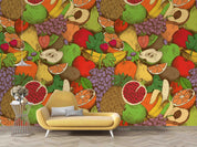 3D Fruits Pomegranate Grapes Banana Pineapple Wall Mural Wallpaper SF 08- Jess Art Decoration