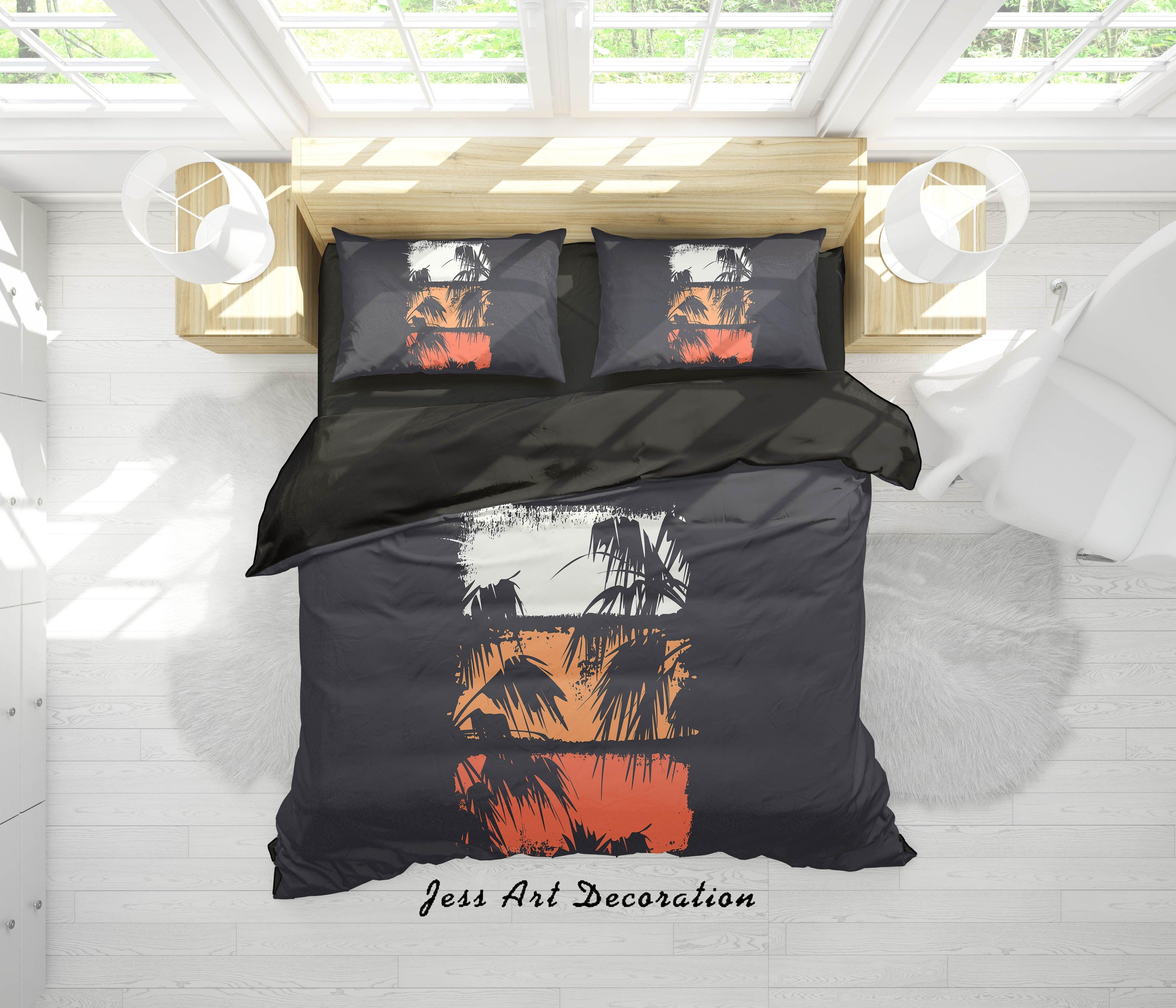 3D Abstract Black Leaf Quilt Cover Set Bedding Set Duvet Cover Pillowcases A108 LQH- Jess Art Decoration