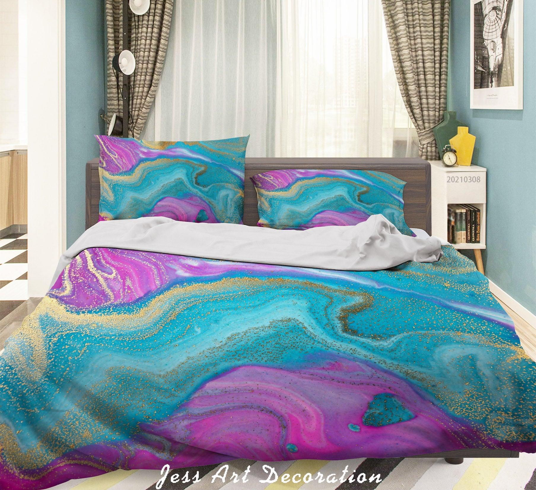 3D Watercolor Color Marble Quilt Cover Set Bedding Set Duvet Cover Pillowcases 276- Jess Art Decoration