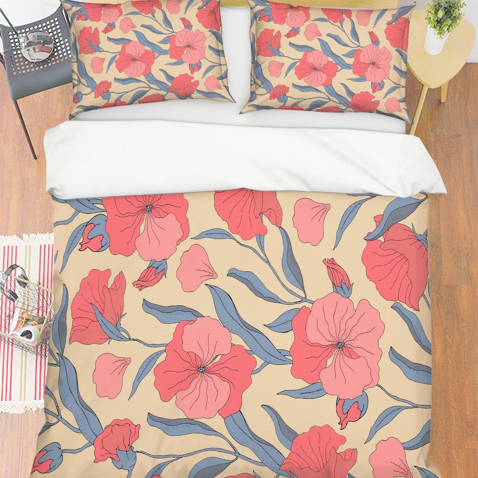 3D Watercolor Pink Floral Quilt Cover Set Bedding Set Pillowcases 06- Jess Art Decoration