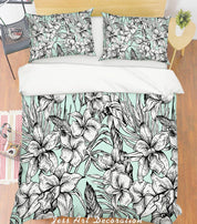 3D Grey Flowers Quilt Cover Set Bedding Set Pillowcases 139- Jess Art Decoration