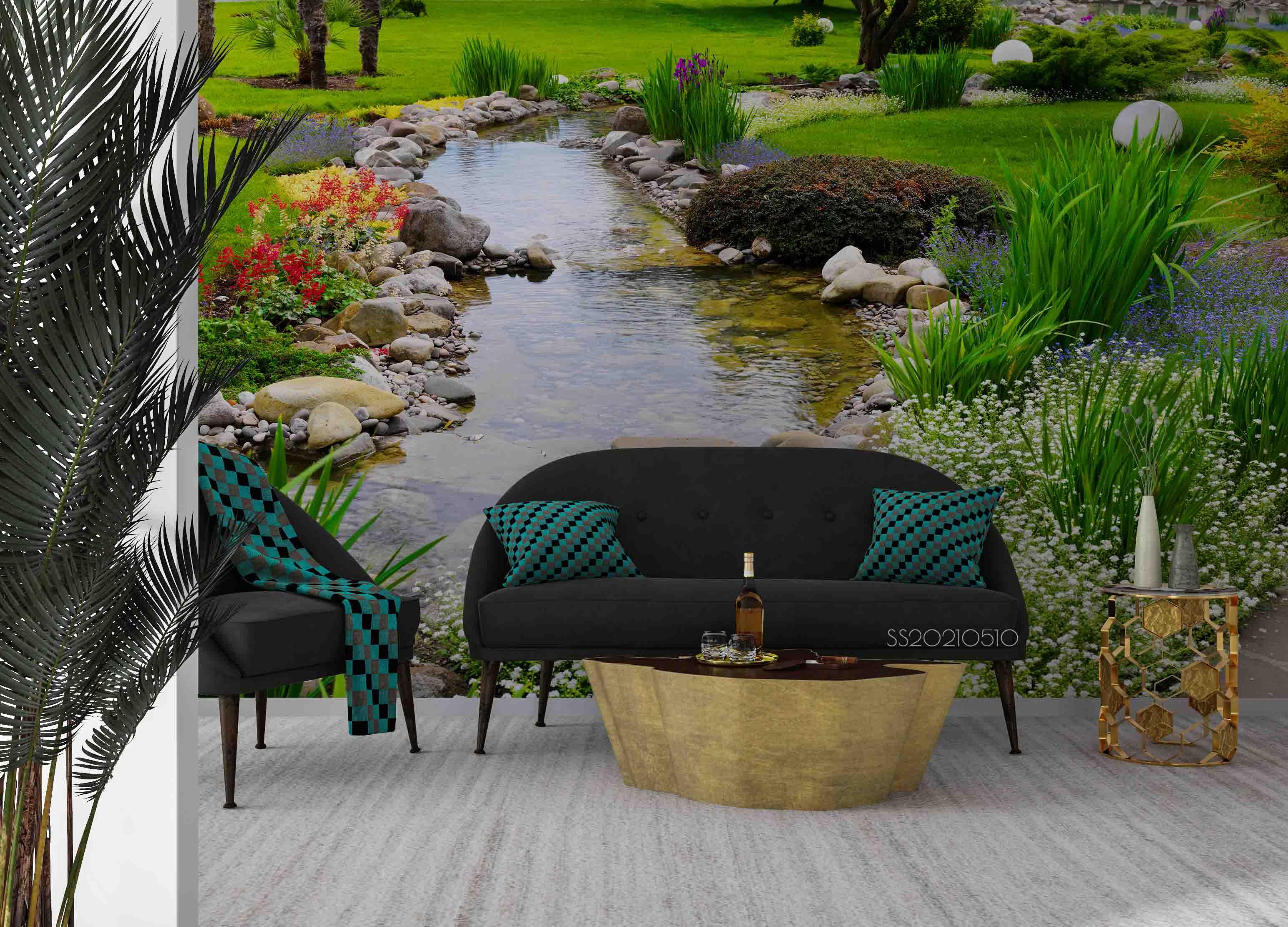 3D River Grass Floral Wall Mural Wallpaper LQH 272- Jess Art Decoration
