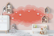 3D Cartoon Pink Cloud Star Pattern Wall Mural Wallpaper LXL- Jess Art Decoration