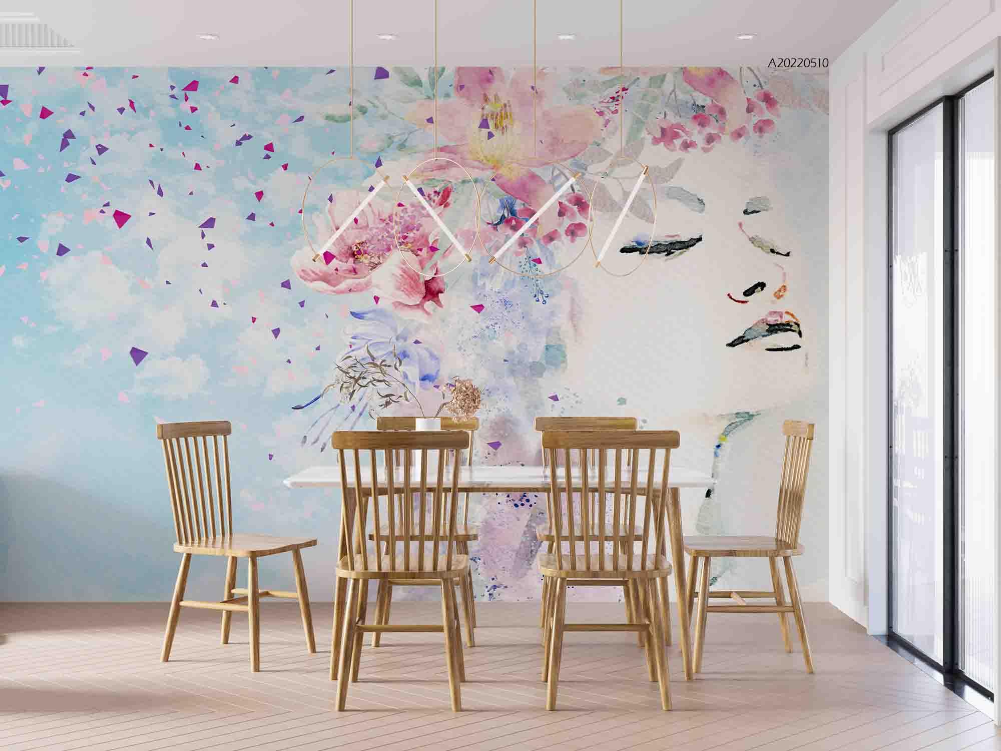 3D Fresh Girl Floral Wall Mural Wallpaper SWW 15- Jess Art Decoration