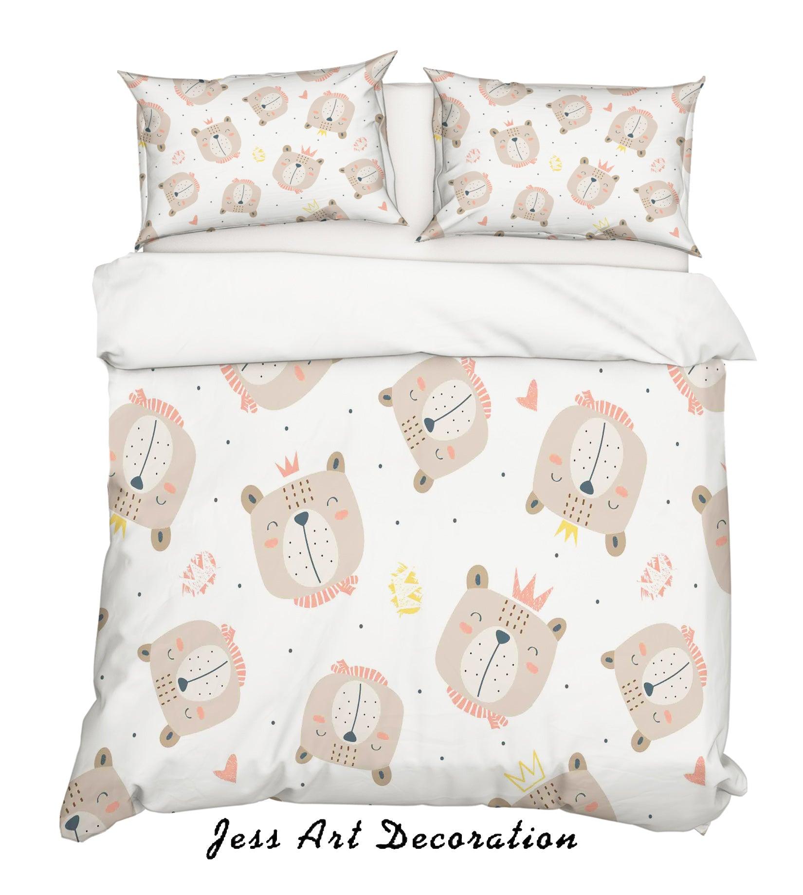 3D Cartoon Bear Quilt Cover Set Bedding Set Pillowcases 1- Jess Art Decoration
