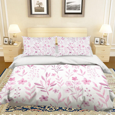 3D Pink Leaves Flowers Quilt Cover Set Bedding Set Pillowcases 43- Jess Art Decoration