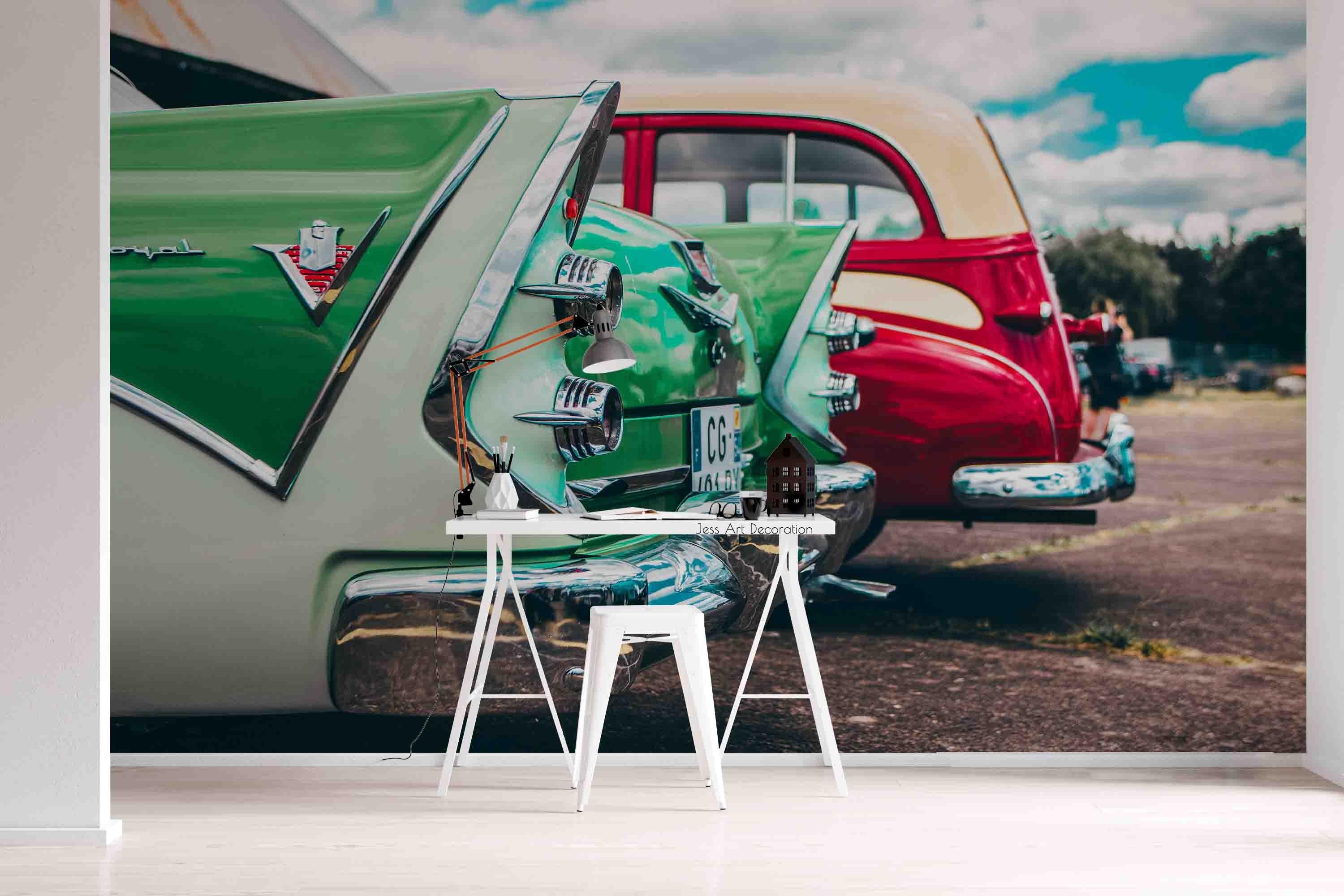 3D Vintage American Classic Car Show Wall Mural Wallpaper GD 3228- Jess Art Decoration