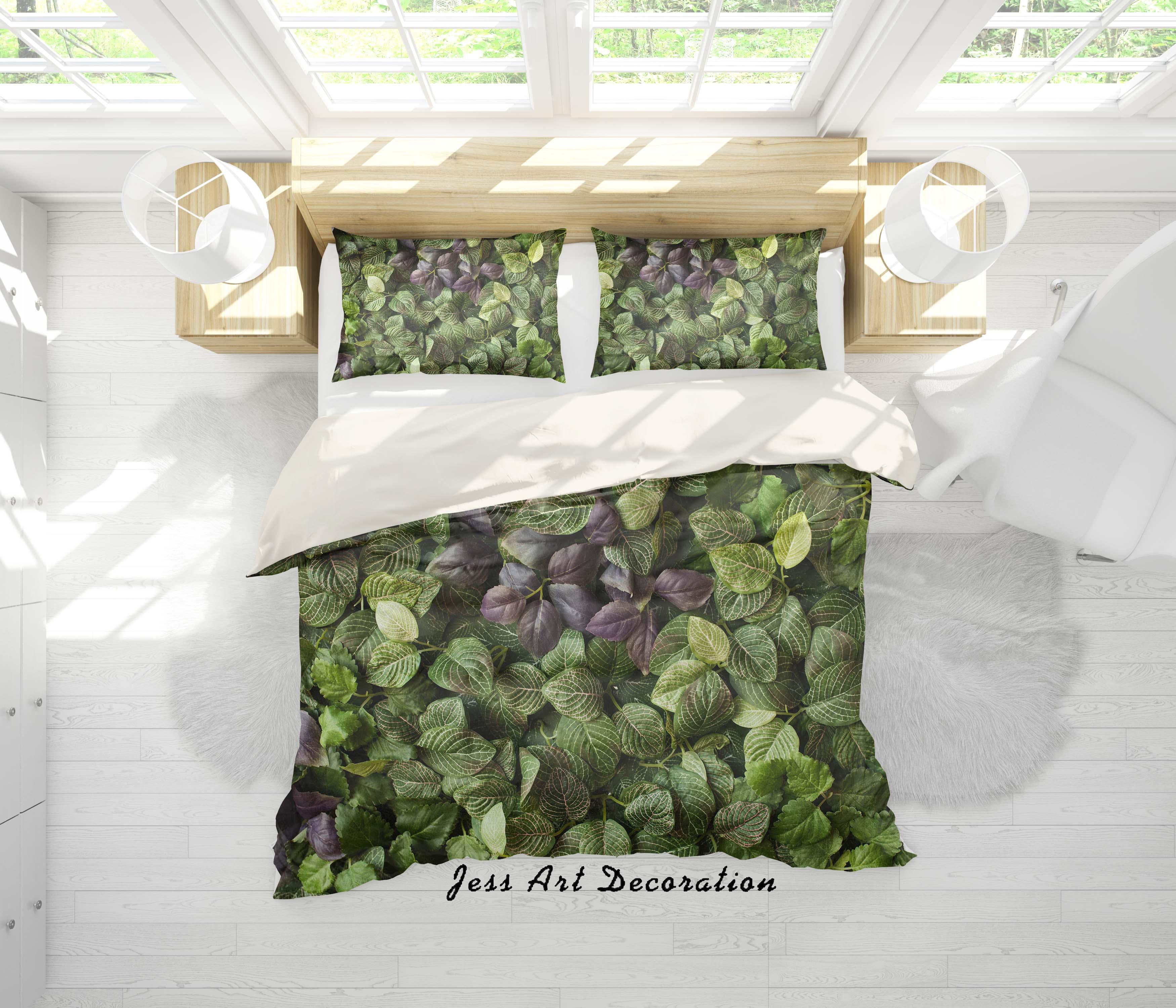 3D Green Leaves Quilt Cover Set Bedding Set Pillowcases 99- Jess Art Decoration