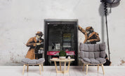 3D Banksy Spy Booth Color Retro Wall Mural Wallpaper ZY D56- Jess Art Decoration