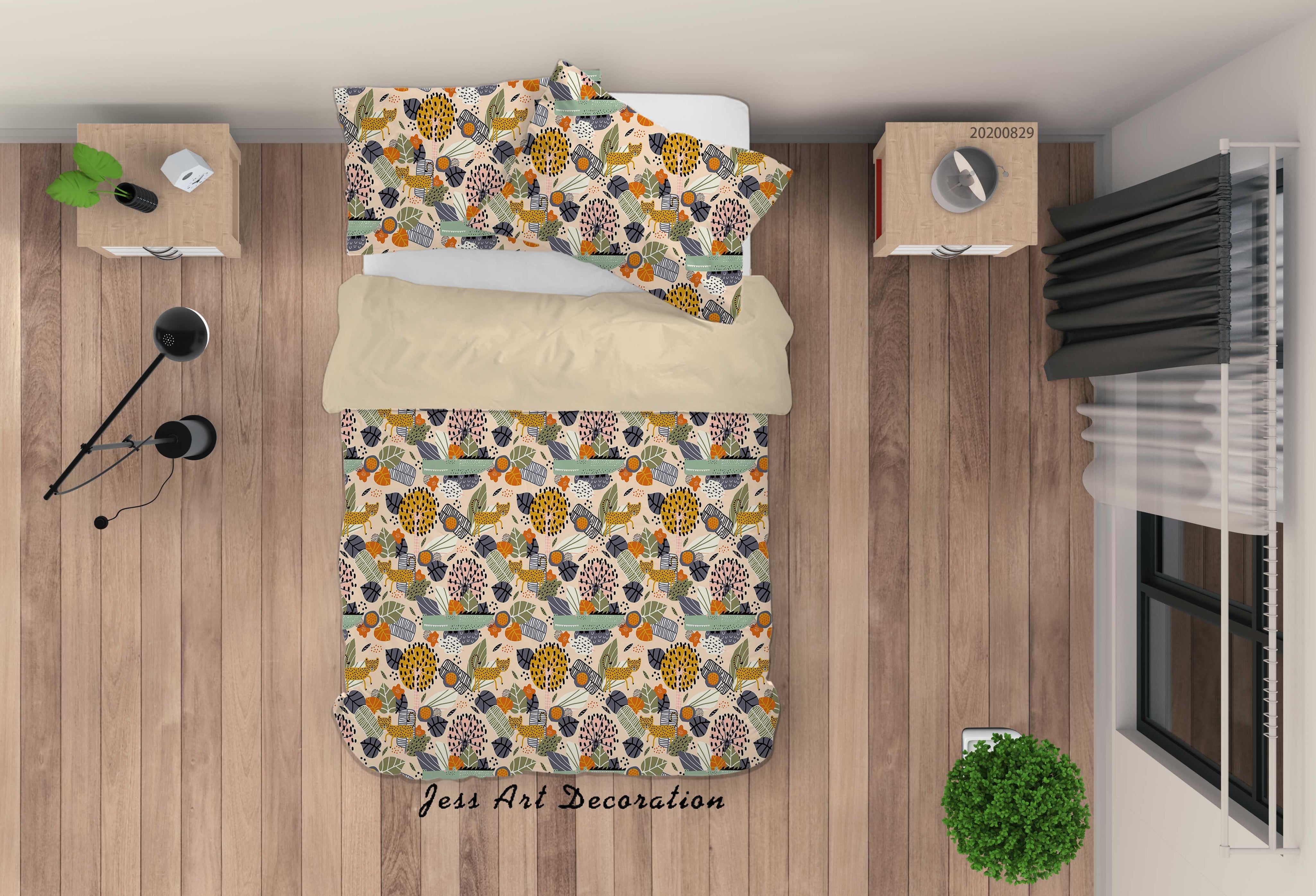 3D Abstract Hand Draw Cartoon Nature Plant Pattern Quilt Cover Set Bedding Set Duvet Cover Pillowcases WJ 3512- Jess Art Decoration