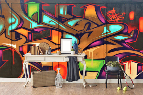 3D Abstract Slogan Graffiti Wall Mural Wallpaper 77- Jess Art Decoration