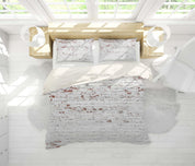 3D White Brick Wall Quilt Cover Set Bedding Set Pillowcases 45- Jess Art Decoration
