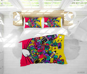 3D Abstract Color Monster Graffiti Quilt Cover Set Bedding Set Duvet Cover Pillowcases 44- Jess Art Decoration