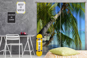 3D Coconut Tree Sea Beach Skyline Scenery Curtains and Drapes GD 3040- Jess Art Decoration