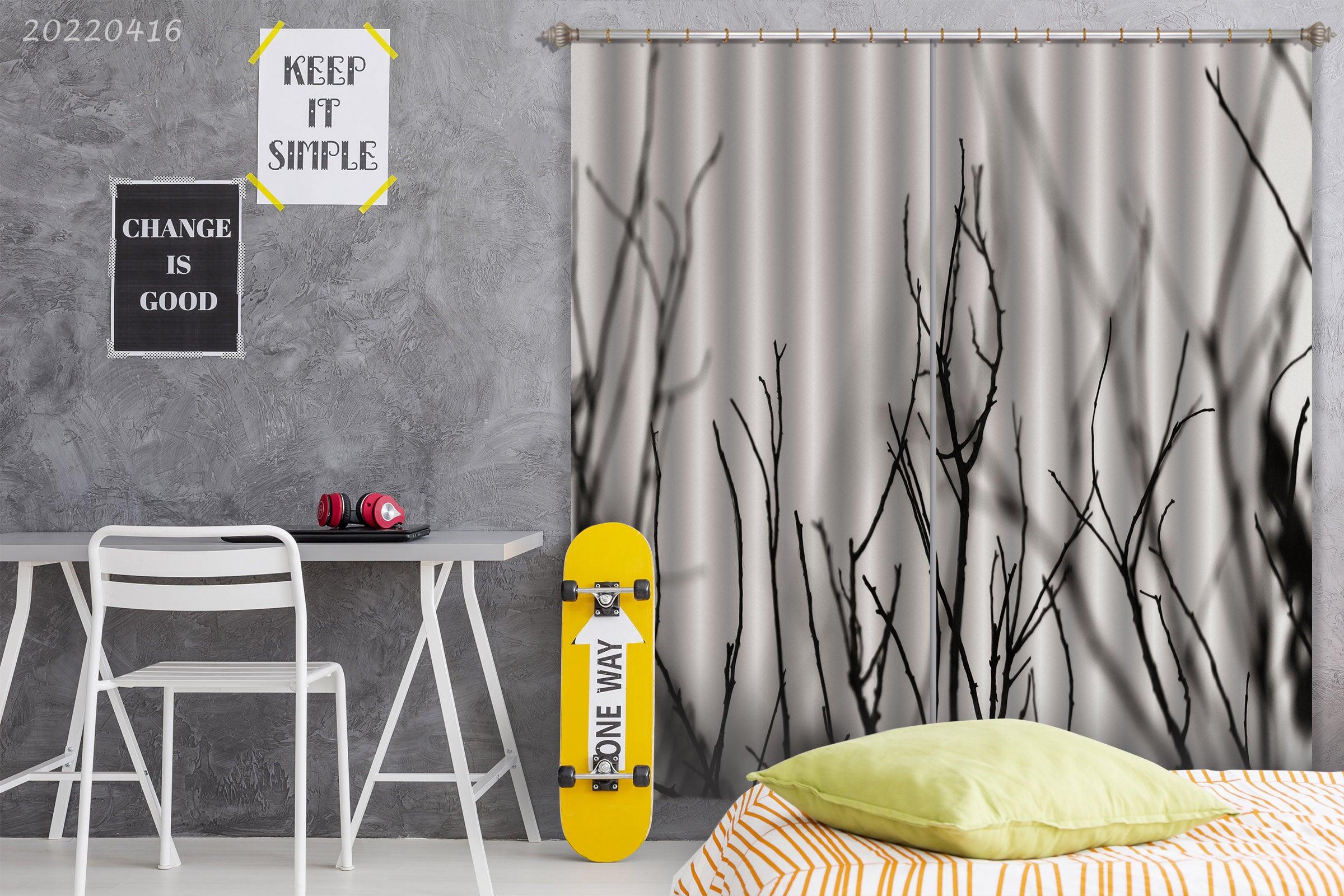 3D Black Branch Cloudy Curtains and Drapes GD 4553- Jess Art Decoration