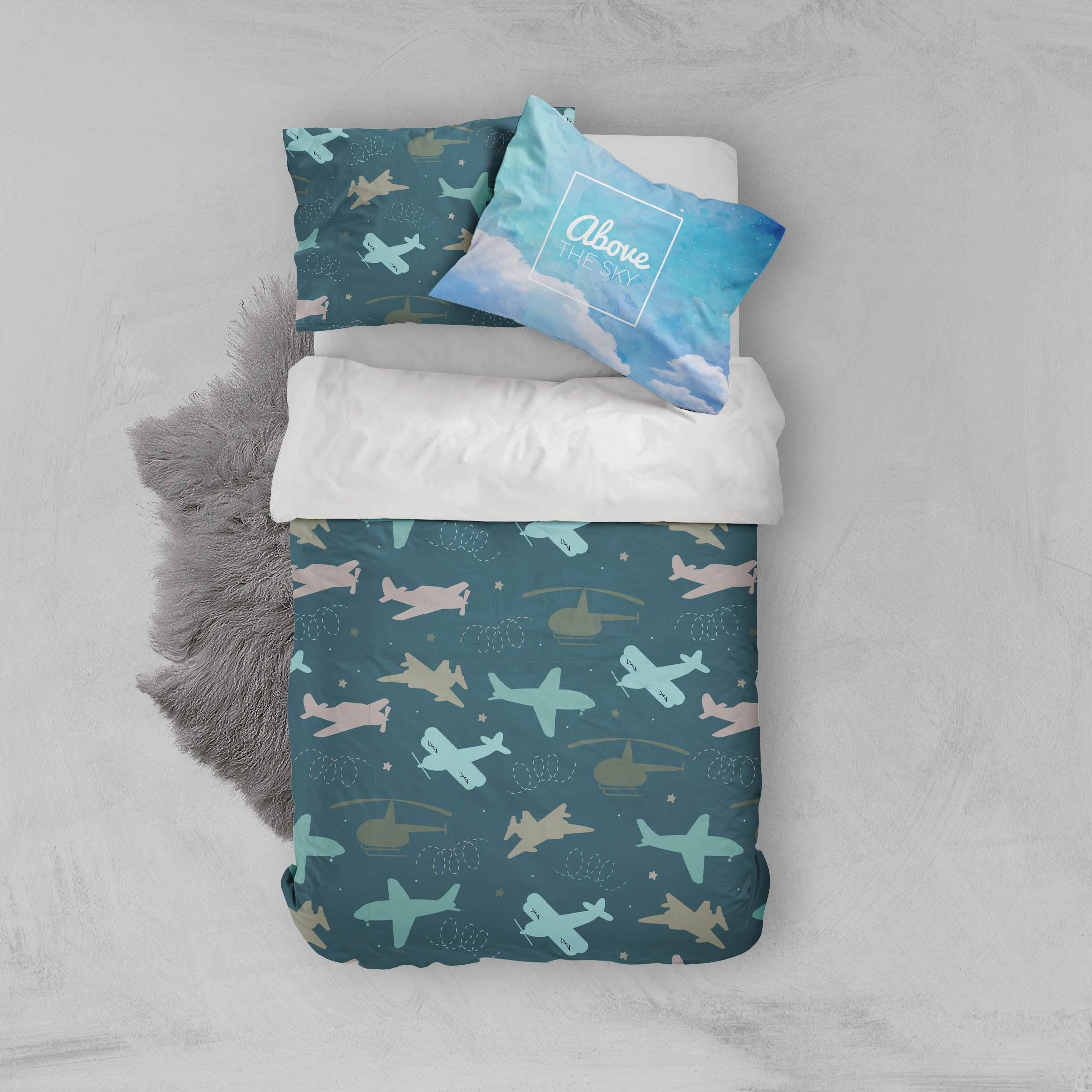 3D Aircraft Helicopter Quilt Cover Set Bedding Set Pillowcases 27- Jess Art Decoration