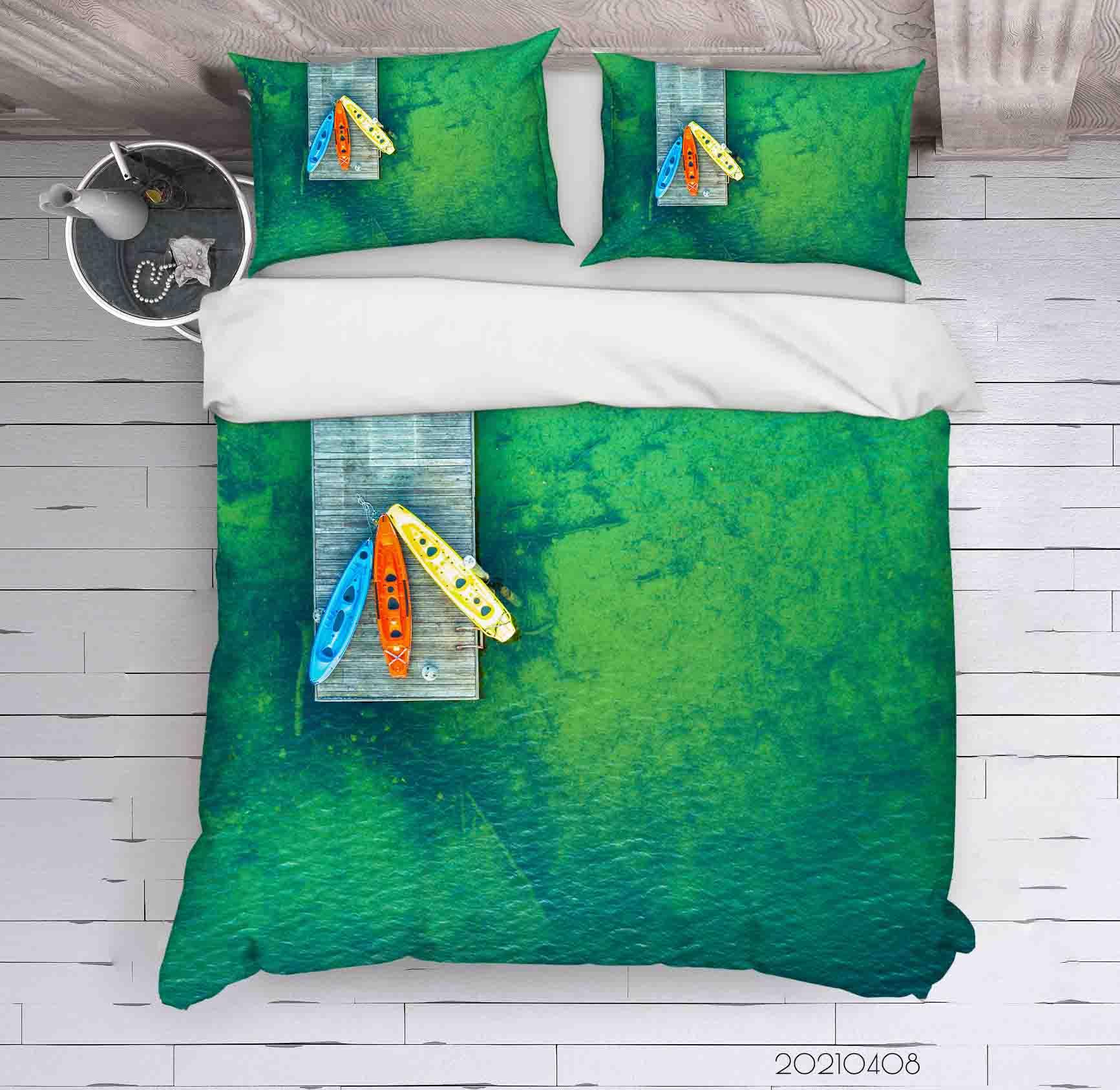 3D Green Sea Trestle Surfboard Quilt Cover Set Bedding Set Duvet Cover Pillowcases 99- Jess Art Decoration